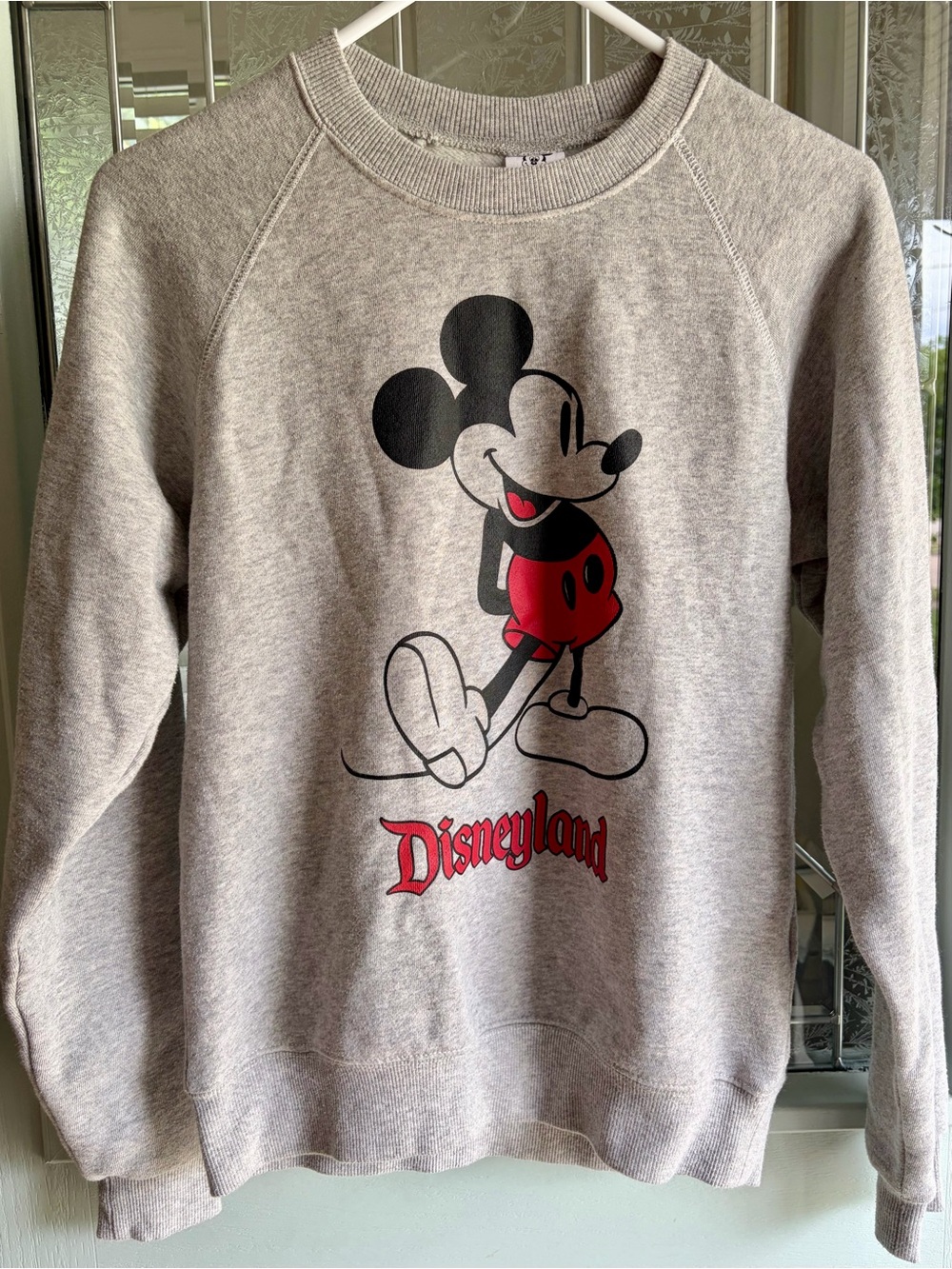 Disney Vintage Gray Crewneck Sweatshirt with Mickey Mouse & Disneyland Logo